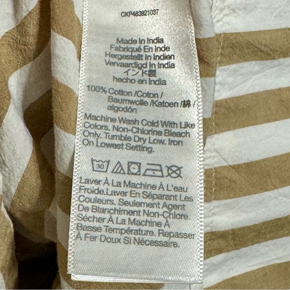 Madewell Collared Button Front Mini Tan Striped Cotton Poplin Shirt Dress XS - Picture 15 of 15